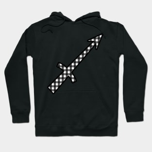 Sagittarius Zodiac Horoscope Symbol in Black and White Gingham Pattern Hoodie